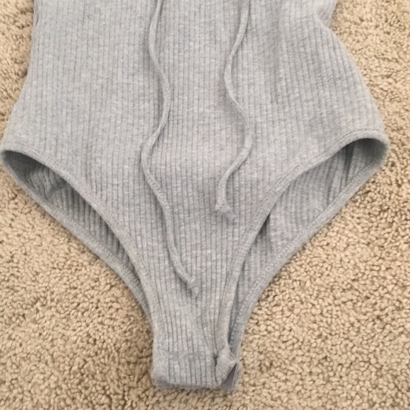 Gray lace up bodysuit - Picture 3 of 5